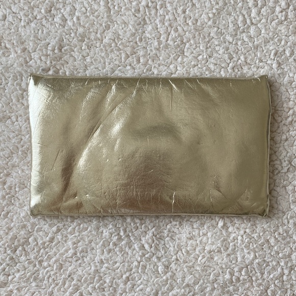 Aldo Faux Leather Gold Envelope Wristlet Clutch - Picture 2 of 16